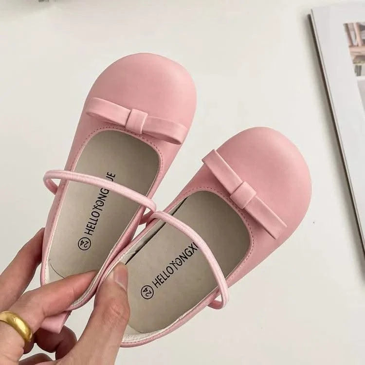 Children Princess Shoes Elastic Band Shallow Soft Little Girl's Ballet Flats Four Colors 23-32 Leisure Pu Leather Kids Shoes