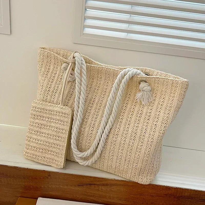 Designer women handbags fashion large capacity straw tote bag summer beach casual bali big purse