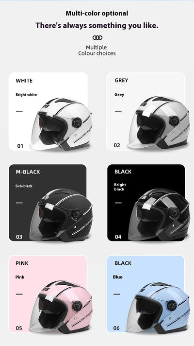 Motorcycle Equipments Open Face Helmet For Men Women Dual Lens Sun Visor Face Shield Top Lightweight Scooter Retro 3/4 Headwear