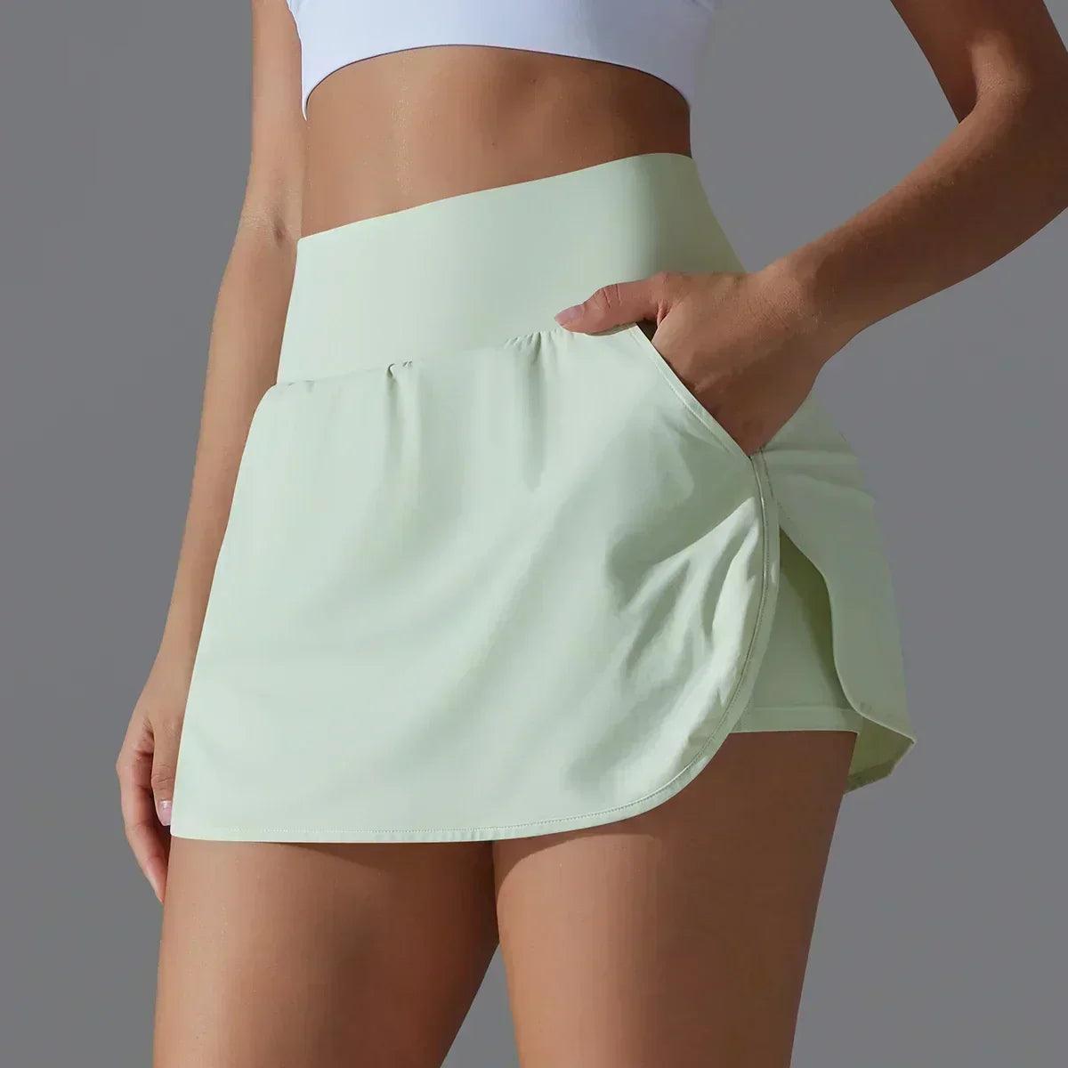Women gym running shorts double deck quick dry sport fitness jogging workout with pocket sports tight short