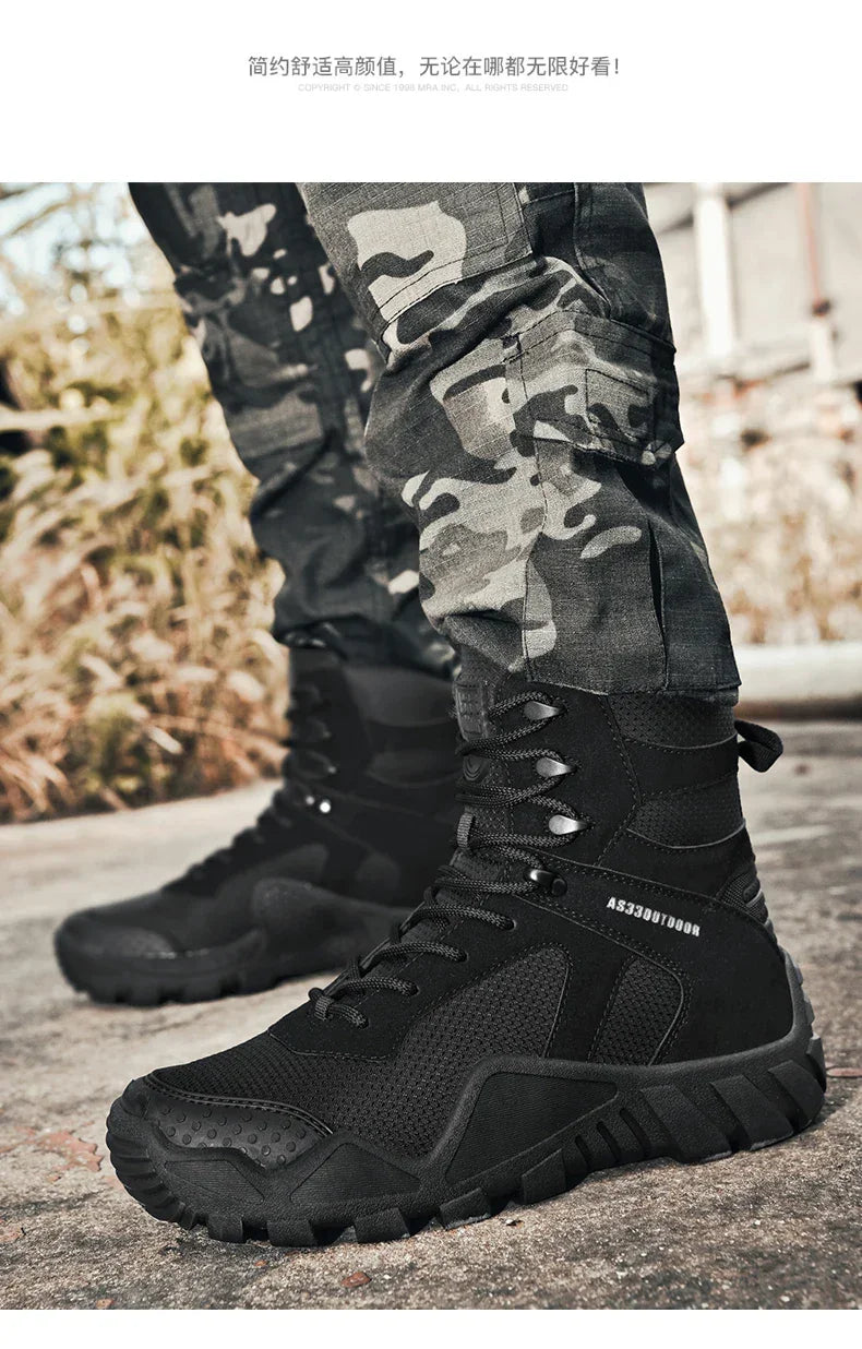 New Men Tactical Boots Lace Up Waterproof Climbing Hiking Shoes Motorcycle Training Army High Quality Hunting Unisex Desert Boot