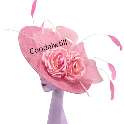 Royal Ascot Big Flower Fascinators Hat Women Wedding Pillbox Cap Ladies Derby Feather Fascinator Headdpiece Ladies Party Chapeau