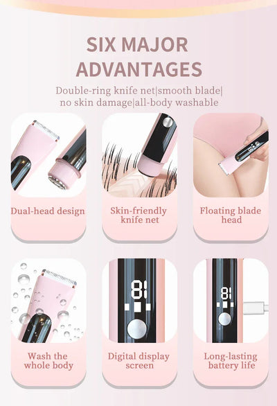 Painless Epilator Electric Shaver for Women Bikini Trimmer Facial Mustache Hair Removal Razor Ladies Face Underarm Legs Electric