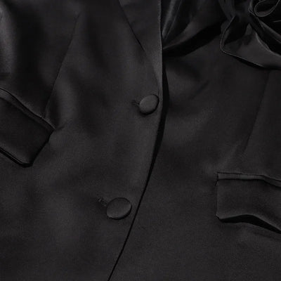 Blazer Women Fashion Elegant Style Flower Splicing Design Suit Jacket Three-dimensional Decoration Solid Color Suit Women Coats