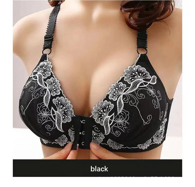 Lace Embroidery Bra Women Front Closure