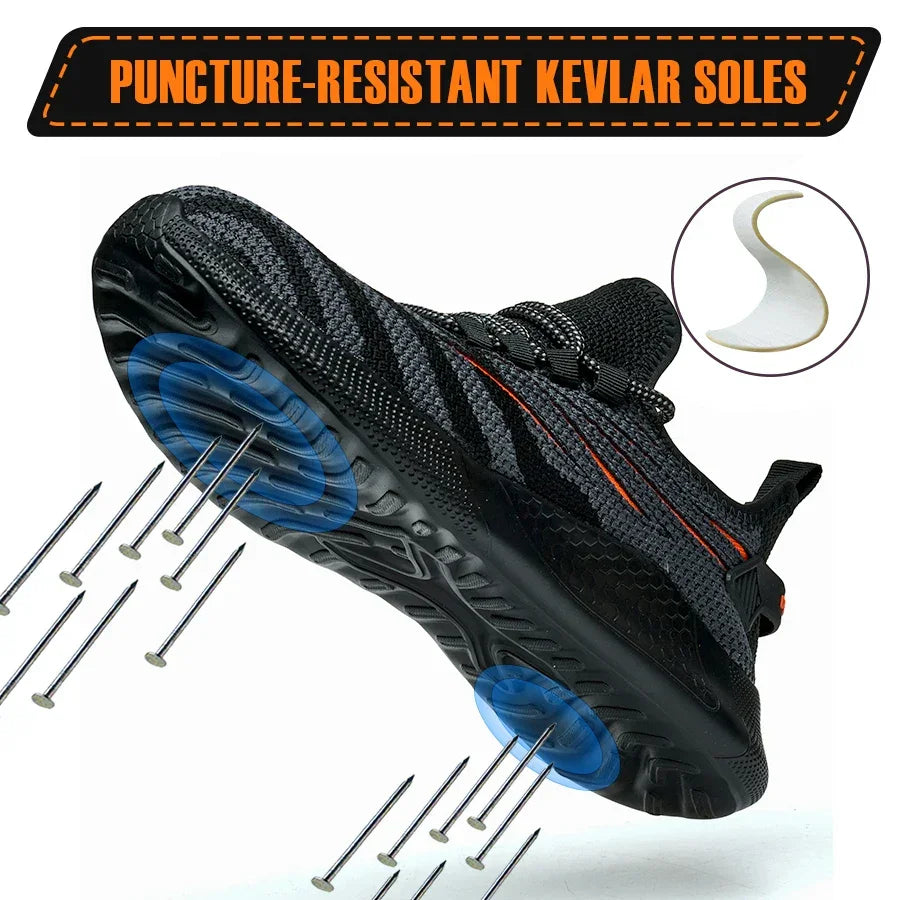 Men Safety Shoes For Work Safety Boots Protect Breathable Anti-smash Steel Toe Sport Work Sneakers Construction Security Boots