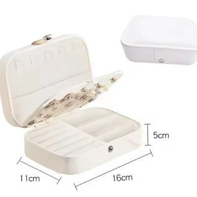 Portable Jewelry Storage Box Travel Organizer Jewelry Case Leather Storage Earrings Necklace Ring Jewelry Organizer Display