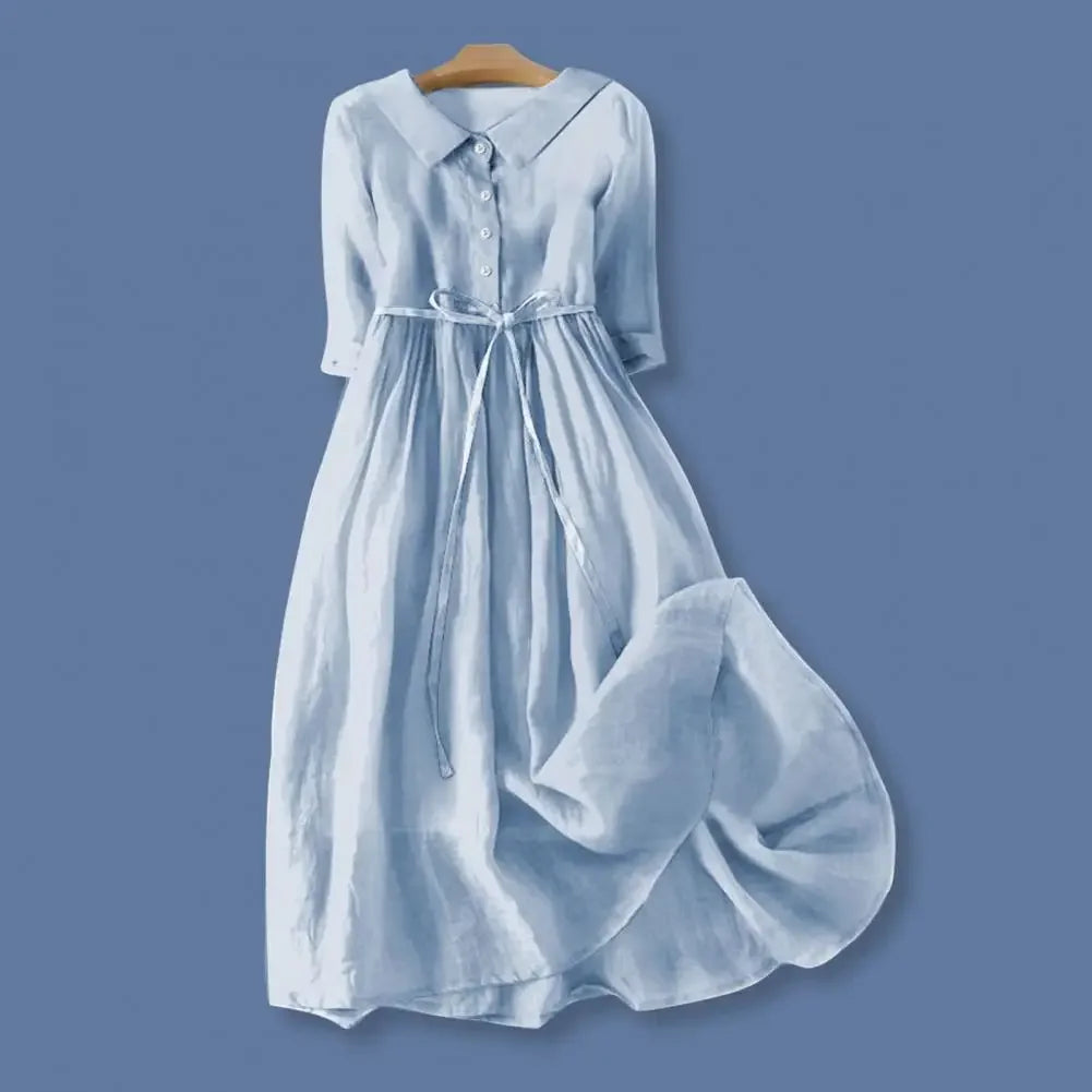 A-line Dress Bohemian Floral Print Midi Dress with Lace-up Detail A-line Silhouette for Women Spring Fashion Statement Women