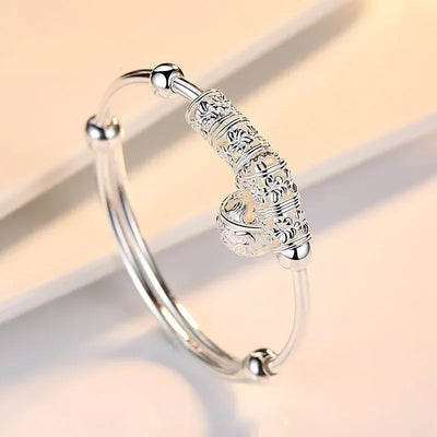 2024 Fashion Women Jewelry Gift Charm Artificial Stone Bangle Cuff Bracelet Ball Bell Pendants Sliver 925 Sterling Silver