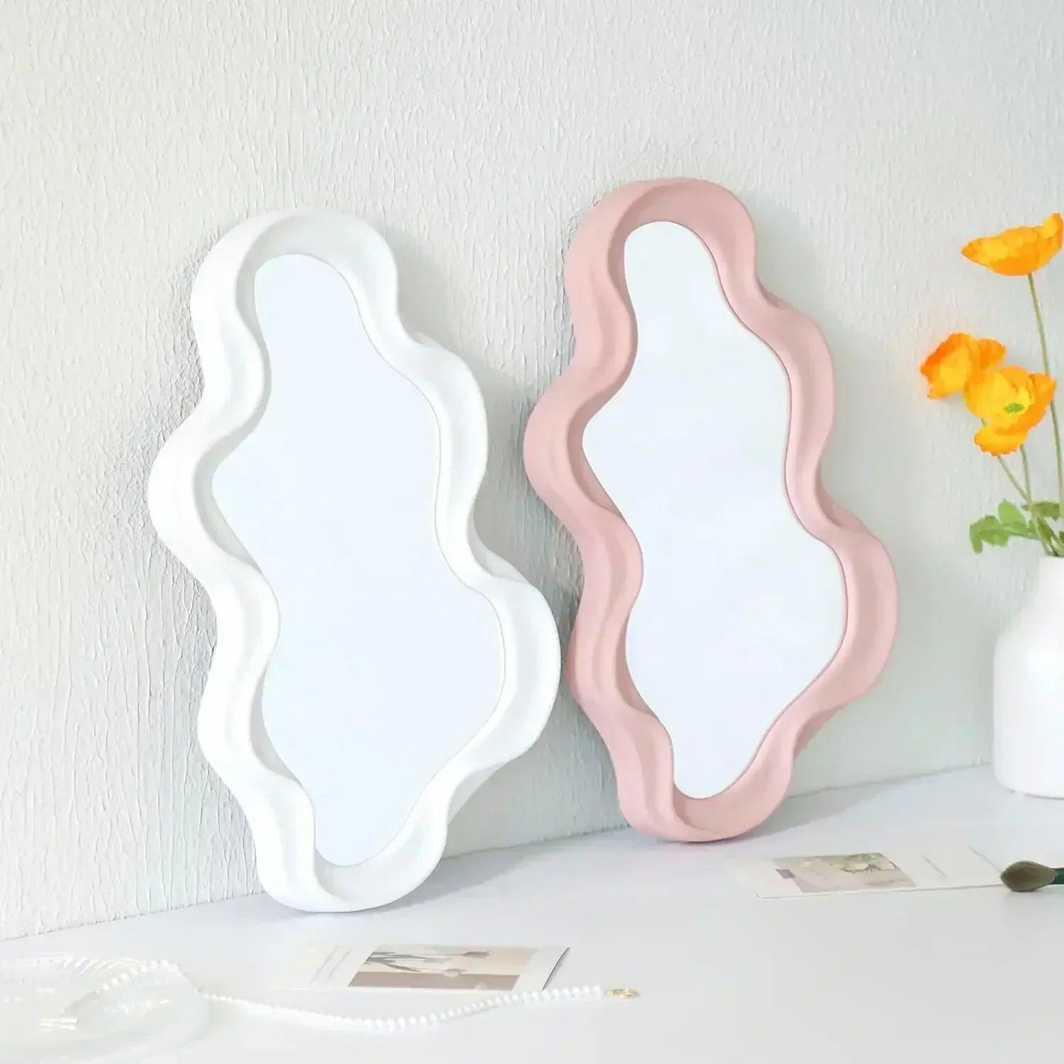 Irregular wall mirror for bedroom bathroom kawaii makeup house decoration living room home decor wholesale 1pc
