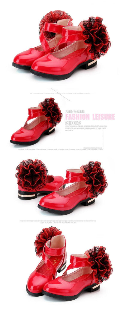 Light Heel Princess Flower Leather Shoes| Kids Girls Fashion Shoes | Children's Shoes |Party | Dress | Wedding | Dance