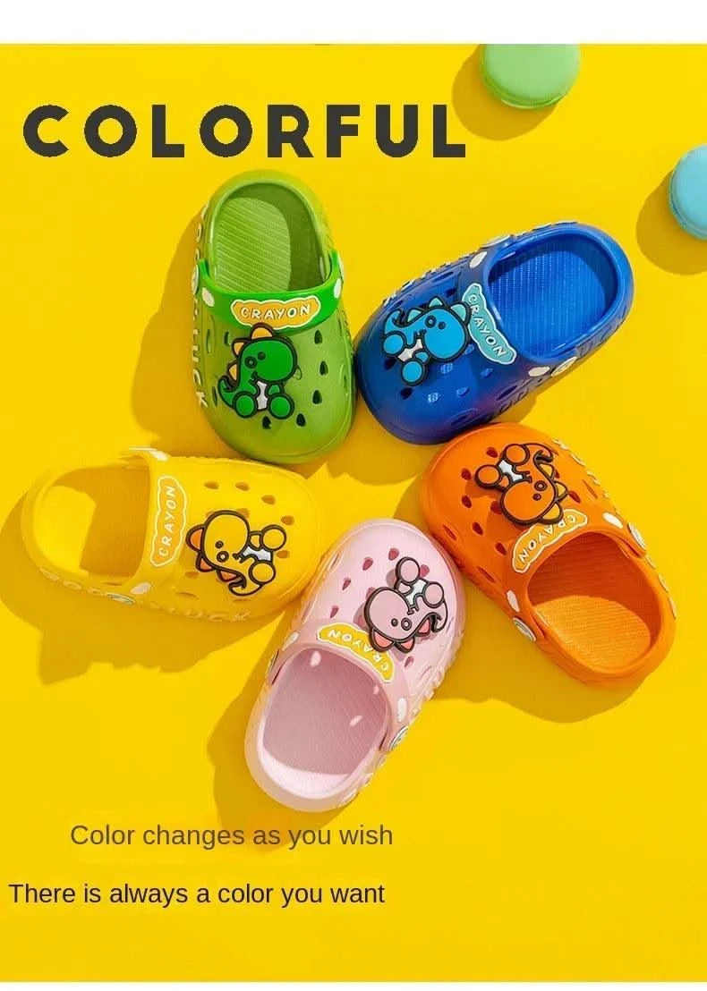 Child Kawaii Blue Cartoon Clogs Shoes Summer Kids Lovely Dinosaur Outdoor Cute Boys Sandal Light Breathable Casual Garden Shoes
