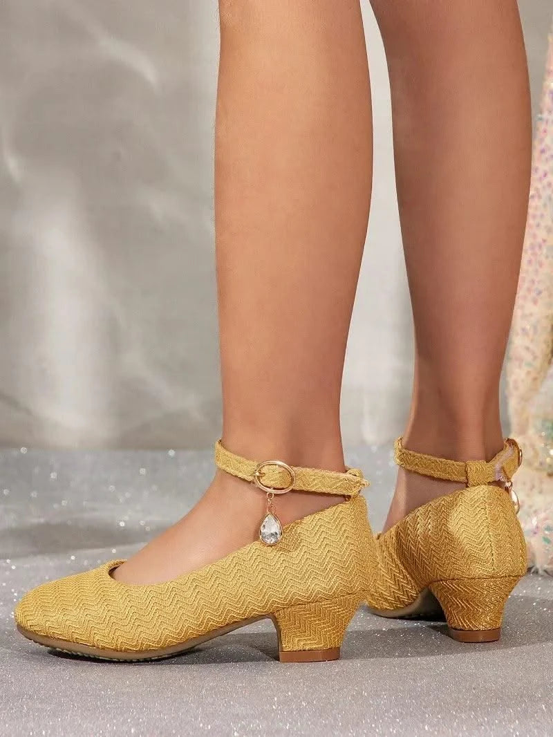 Non-slip Children's Leather Shoes with Heels | Catwalk | Versatile Girls Fashion |  Kids | Princess, Wedding, Party Shoes