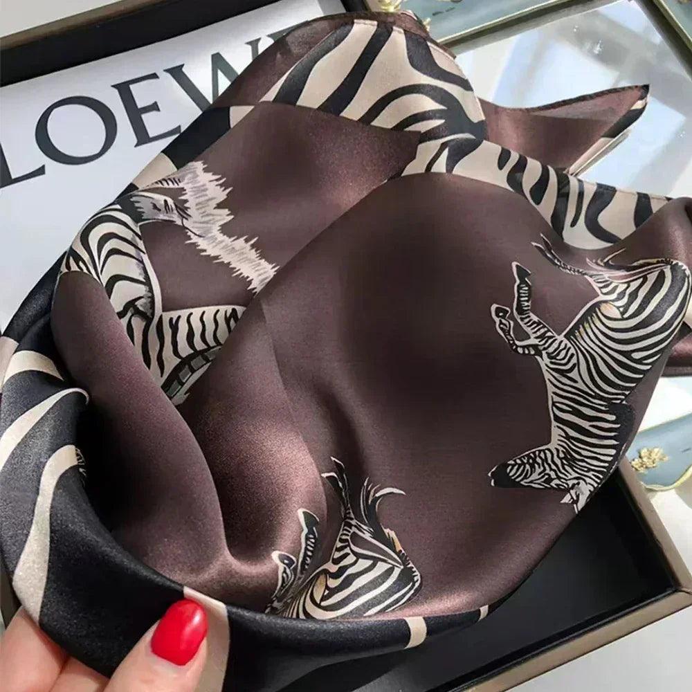Women’s elegant white black polka dot design satin 70cm silk scarves 100% mulberry