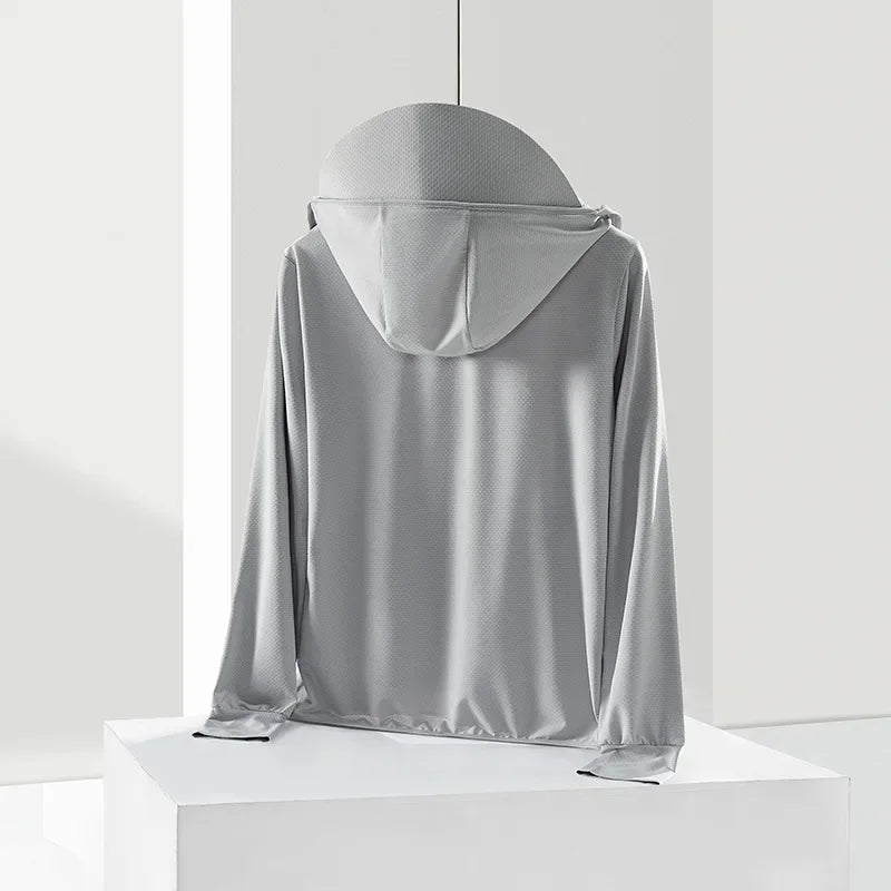 Summer Men's UPF 50+ UV Protection Lightweight Hoodie Long Sleeve SPF Jacket