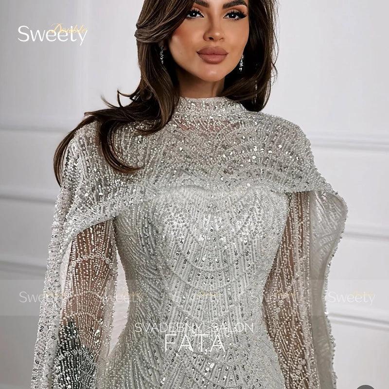 Mermaid wedding dress lace with beading ball gown