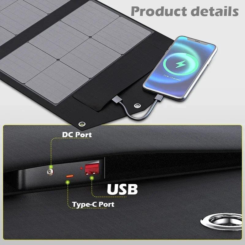Flexible, Foldable, High Efficiency Solar Panel, Travel & Phone & Boat, Portable 12V 2000w 1500w 1000w 500w Solar Panel Kit