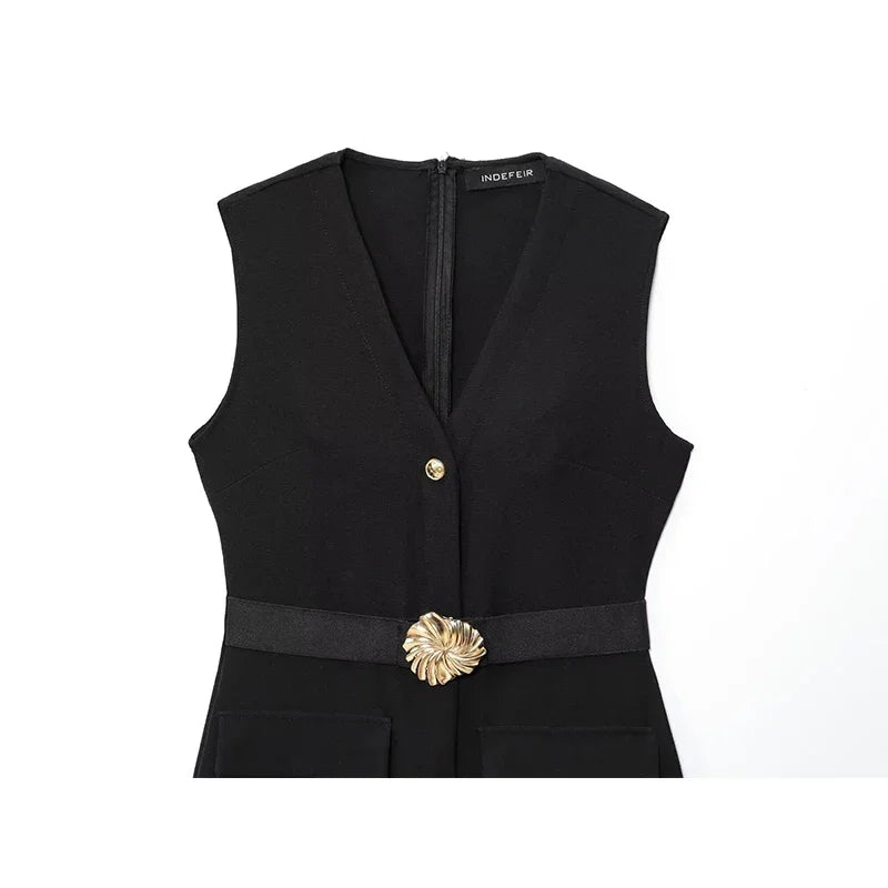 Black Elegant Party Midi Dresses 2025 Women's Summer Sleeveless Long Dresses Fashion Casual Vintage Evening Party Dress  ﻿