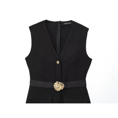 Black Elegant Party Midi Dresses 2025 Women's Summer Sleeveless Long Dresses Fashion Casual Vintage Evening Party Dress  ﻿