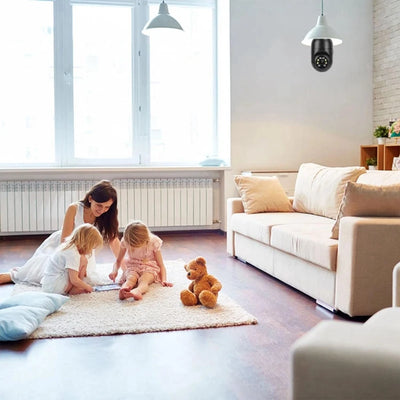 ABYN-IP Camera E27 Bulb 1080P Wireless Full Color Night Vision Auto Human Tracking Video Security Surveillance PTZ Cameras