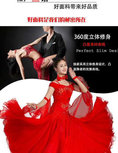 2025 Newest Woman Ballroom Dance Competition Dress Dance Ballroom Waltz Standard Dance Dress Women Ballroom Dress 009