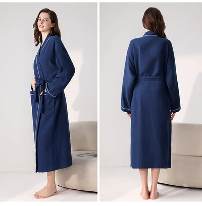 Hotel Cotton Bathrobe High Qualtiy Solid Colors Long Sleeve Mens And Women's Bathrobe