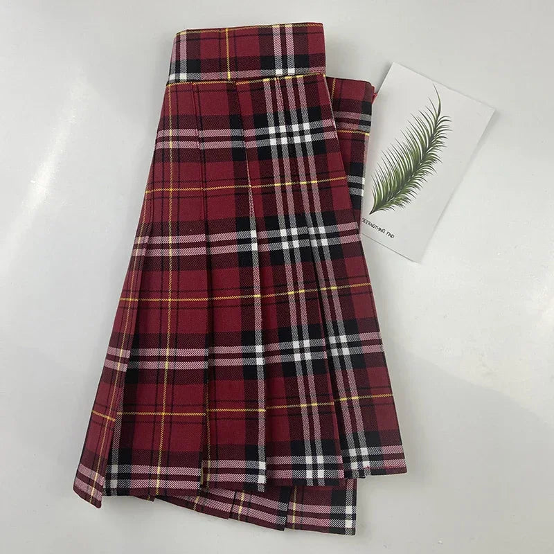 Skirts Summer A-line School Clothes For Women Y2k Skirt With Shorts Plaid Pleated High Waisted Ropa Dama Korean Style Skort