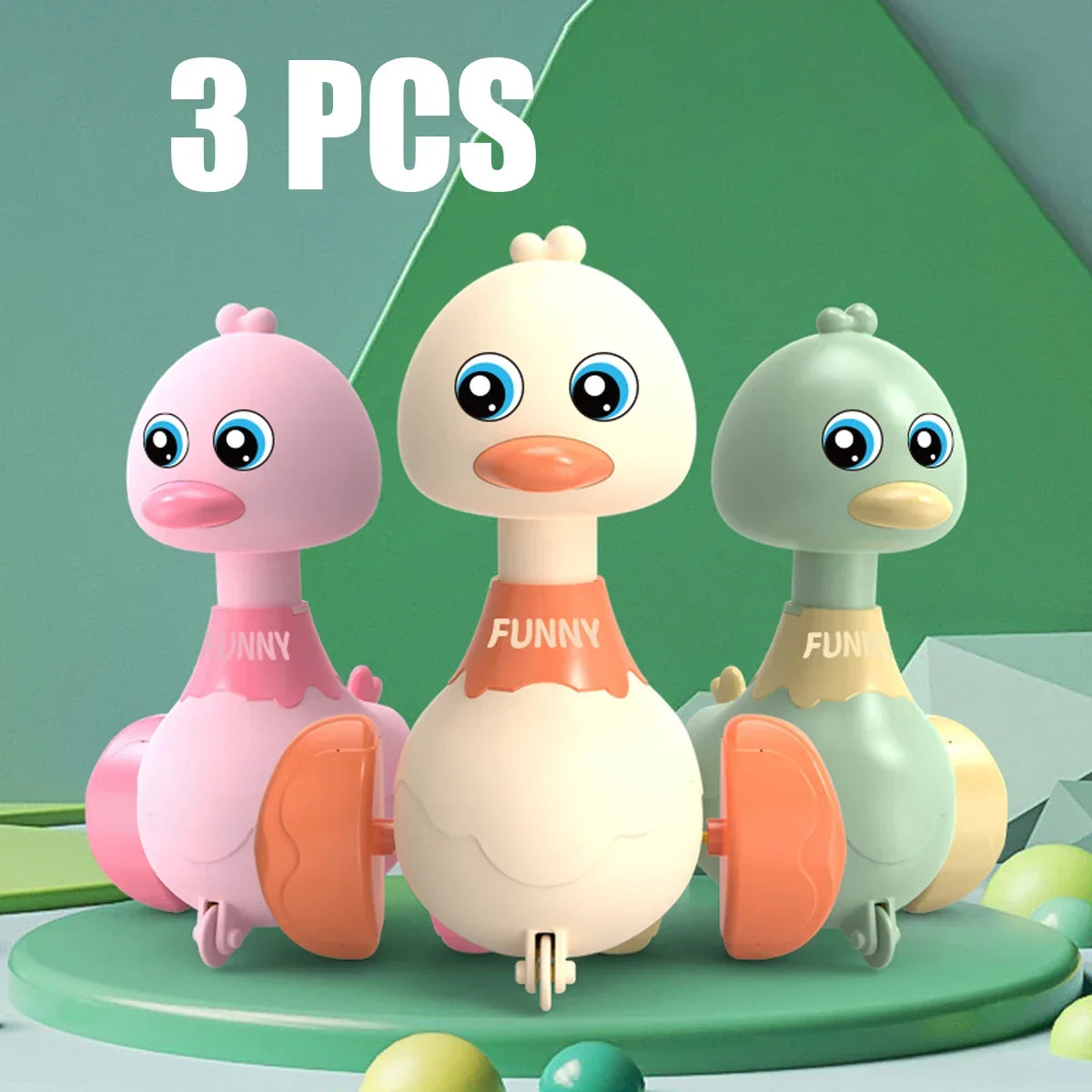 Baby Toy Swing Duck Toy Cartoon Press Vehicles Glide Animal Inertia Pull Back Cars Early Education Toys for Toddlers Boys Girls