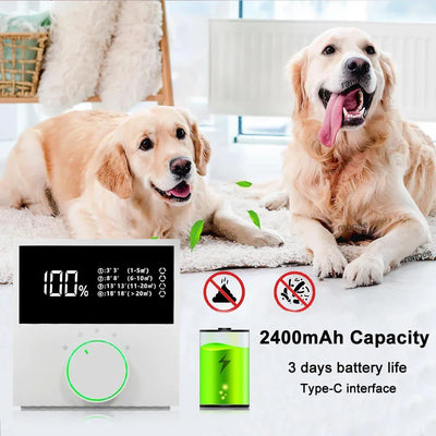 Air Purifier for Home 2400Mah USB Rechargeable Negative Ion Air Purifier Low Noise Smart Air Ionizer with LED Digital Display