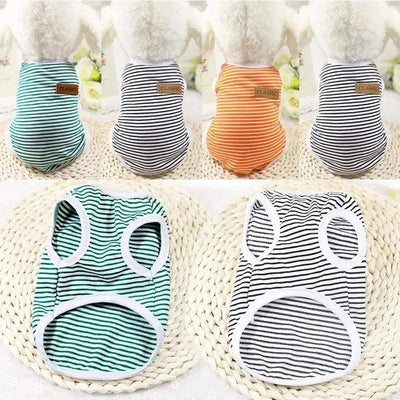 Summer Pet Dog Clothes Cotton Striped Vest t shirt Dog Clothing for Dogs Puppy Outfit shirt Small Pet chihuahua Clothes 25S2
