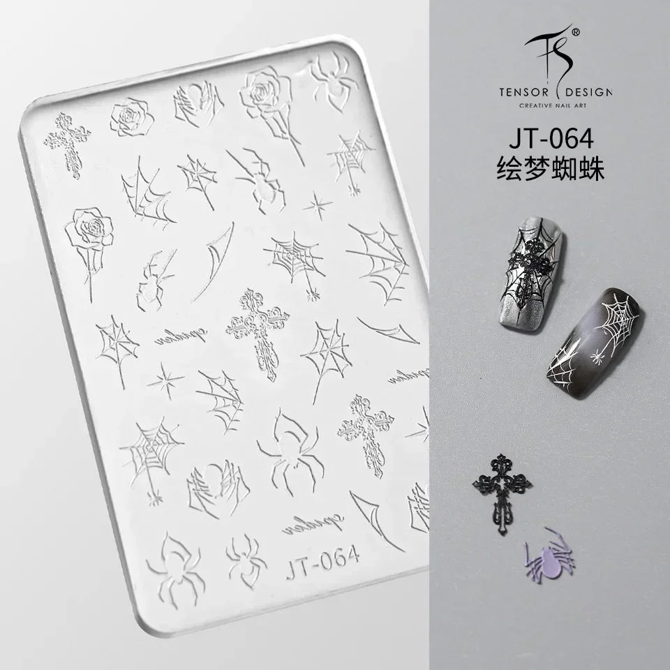 Geometric Bowknot Grid Lace Flora Edge Nail Art Silicone Carving Mold Mould Star Daisy Flower Charms Bow Tie Snowflake Template