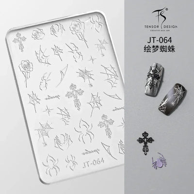 Geometric Bowknot Grid Lace Flora Edge Nail Art Silicone Carving Mold Mould Star Daisy Flower Charms Bow Tie Snowflake Template