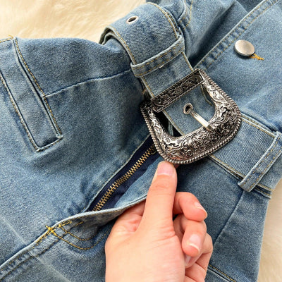 Denim Dress Women Sheath Dresses Vintage Sexy Vestidos Sleeveless Backless Washed Belt Tight Waist Split Sundress Summer 2025