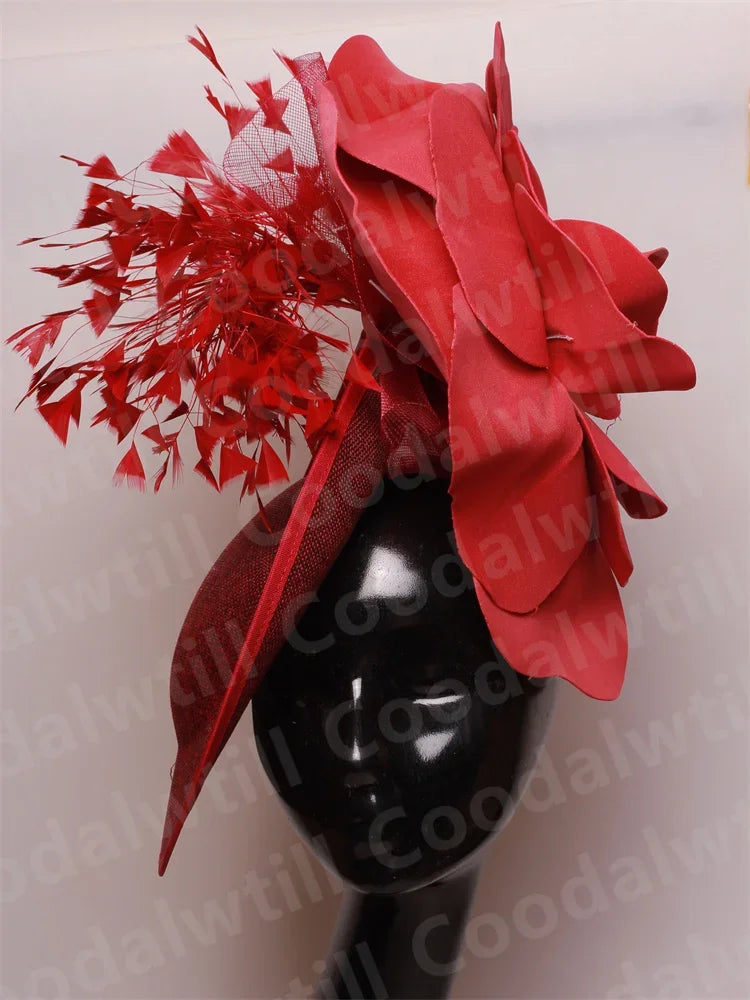 Royal Ascot Big Fascinator Derby Hat Women Kentucky Derby Headpiece Flower Wedding Fascinators Hats Hair Clip Ladies Chapeau