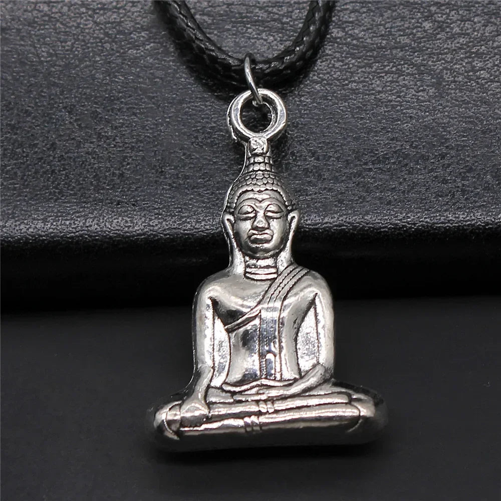 Religious Necklace Buddhist Buddha Statue God Buddha Necklace Charm Buddhist Meditation Hinduism Zazen Necklace