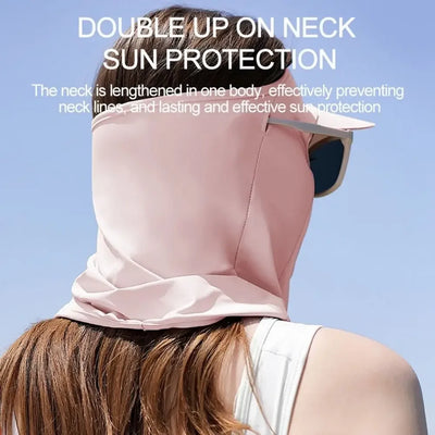 Trendy UPF50+ Sun Protection Mask Breathable Ice Silk Anti-UV Neck Scarf Full Face Neck Protection Sunshade Face Mask Summer
