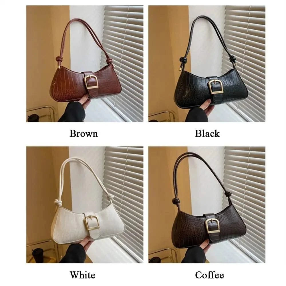 Women Stylish PU Leather Sling Bag Solid Colour Zipper