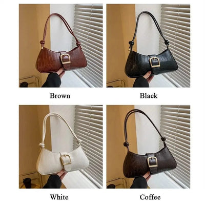 Women Stylish PU Leather Sling Bag Solid Colour Zipper