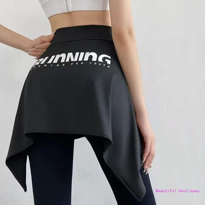 Women Yoga Sport Self Tie Up Cover Up Wrap Skirt Letter Asymmetrical Hip Scarf DropShip