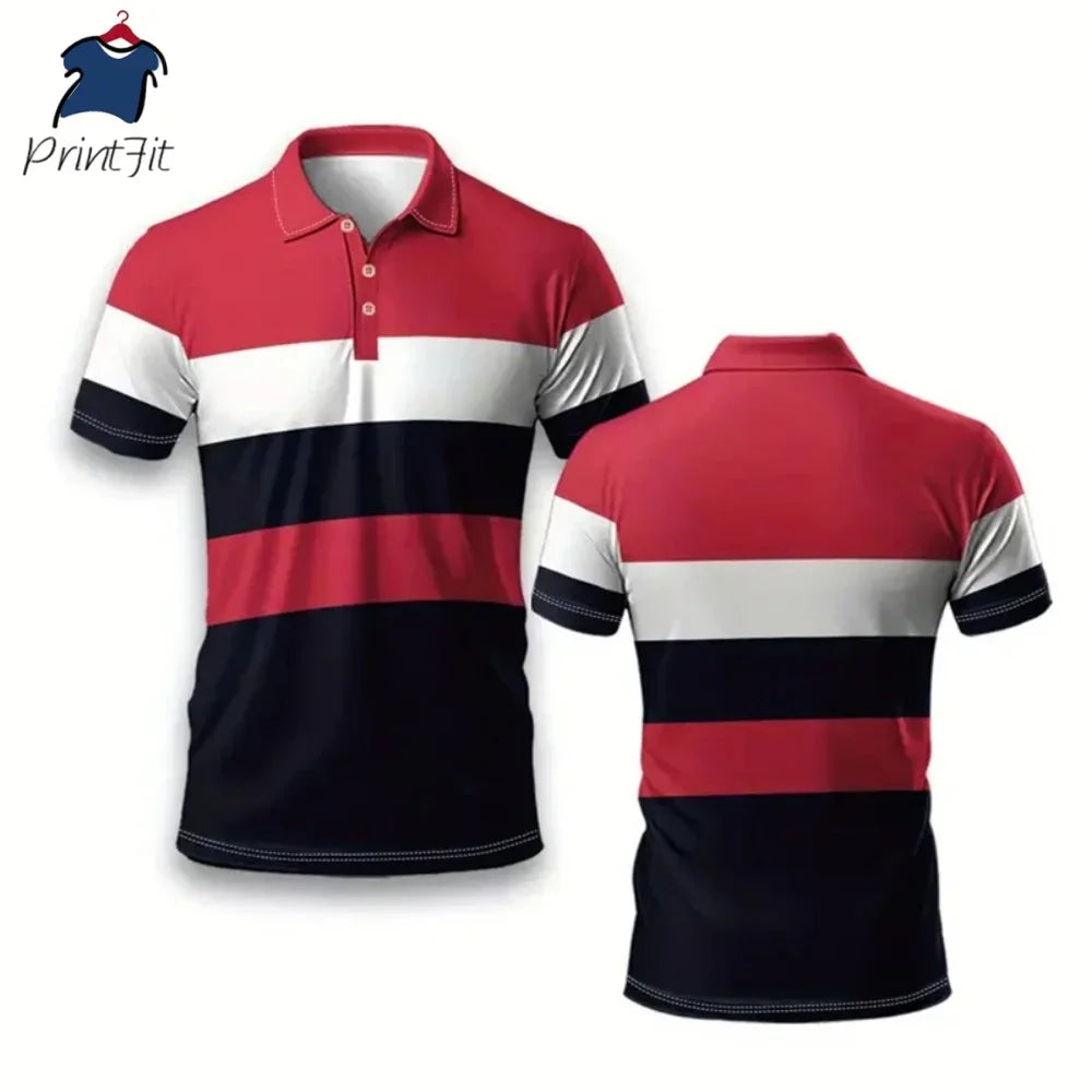 Men Polo Shirts Short Sleeve Men's Clothes Summer Oversized Sportswear Shirt Striped Polo Tees Fashion Man Pullover Tops