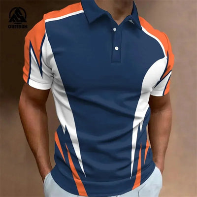 Fashion Simplicity Men's Polo Shirt Summer Short Sleeve Buttons Tops Street Sports Style Clothing Oversized Pullover Golf Wear
