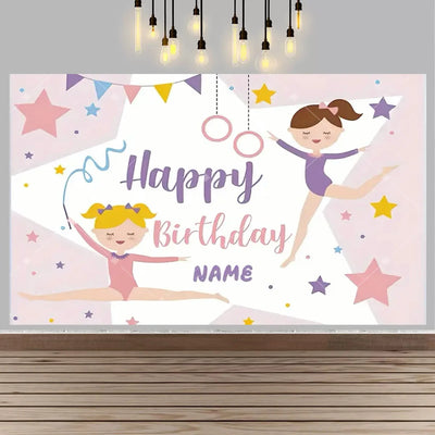 Gymnastics Theme Birthday Decor Backdrop Gymnastics Movement Flip Jump Play Falling Party Supplies Photography Backdrop