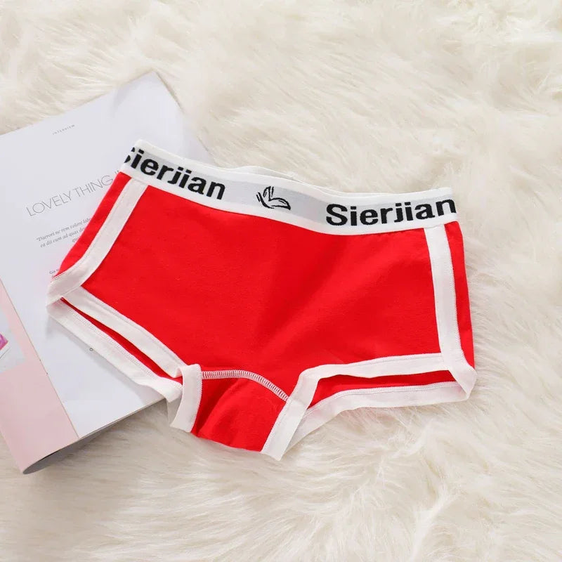 Women's Anti-exposure Ladies Boxers Cotton Sports Style Underwear  Fashion Lingerie Letter Belt Plus Size Girls Boxer Shorts
