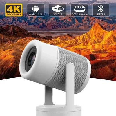 Portable 400 Ansi Projector Android 1080P Supports 4K 360 ° Rotating LED 5G WIFI Beamer Smartphone Home Theater