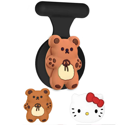 Cute brown bear Hello Kitty silicone phone holder with red bow for AirTag kids accessories