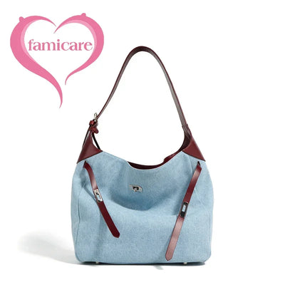 2024 New Women Bag Lady Fashion Half Moon Underarm Shoulder Bag Messenger Female Summer Soft Lightweight Denim Fabric Handbag