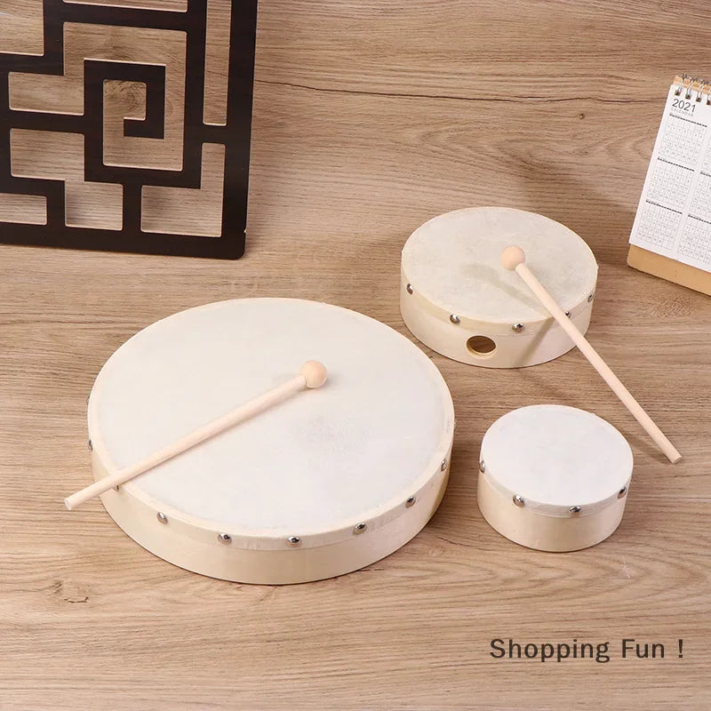 Frame Drums 4/6/7/8/9/10 Inch Hand Drum Wood Drum With Drum Stick Set Musical Game Kids Educational Toy Percussion Instrument-B2