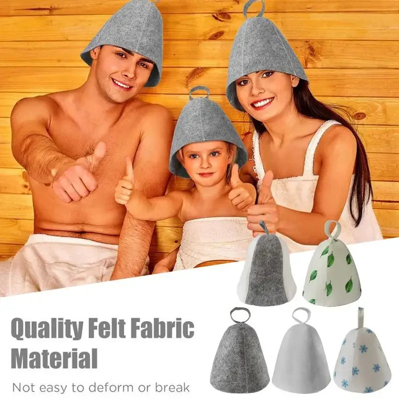 sauna Anti Heat Sauna Hat Thicken Wool Felt Shower Cap Women Men Steam Bath Shower Hair Turban Quickly Towel Drying Towel Hats