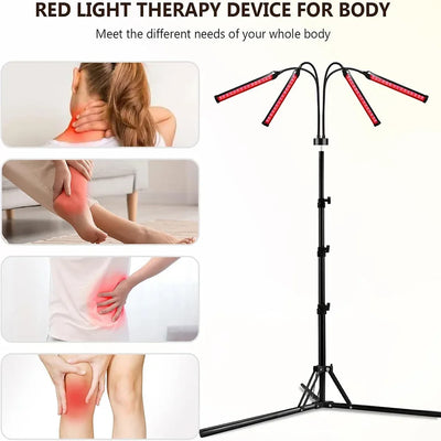 4 Head Red Light Therapy Lamp Infrared Light w/Timer Adjustable 660nm 850nm Near Infrared Light for Body Pain Relief Skin Care