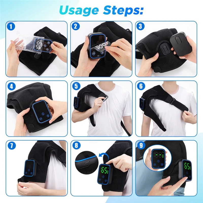 A01V-Portable Heated Massage Shoulder Pad Smart Touchscreen Massage Shoulder Pad Heating Shoulder Pad Heated Shoulder Brace